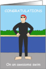 Awesome Swim Congratulations Cartoon Swimmer in Wetsuit card