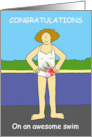 Awesome Swim Congratulations Cartoon for Female card