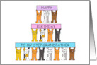 Step Grandfather Happy Birthday Cartoon Cats Holding Banners card