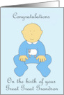 Congratulations Birth of Great Great Grandson Cute Cartoon Baby Boy card