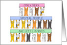 Left Handers Day August 13th Cute Cartoon Cats Holding Banners card