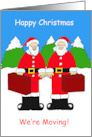 New Address We’re Moving Two Santas Cartoon Christmas Humor card