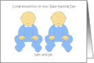 Twin Boys Baby Naming Day Congratulations to Personalize Any Names card