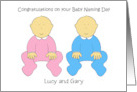 Twins Baby Naming Day Congratulations to Personalize Any Names card