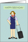 Flight Attendant Cabin Crew Happy Birthday Cartoon Stewardess card