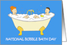 January 8th National Bubble Bath Day Cartoon Couple Bathing card