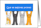 Spanish Get Well Soon Que te mejores pronto Cartoon Cats card