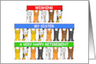 Sister Happy Retirement Cute Cartoon Cats Holding Banners card