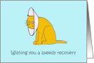 Get Well Soon Speedy Recovery Cartoon Ginger Cat with Neck Collar card