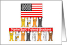 Marine Basic Training Graduate Cartoon Cats Flag and Banner card