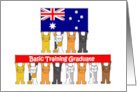 Australian Basic Training Graduate Cartoon Cats and Flag card