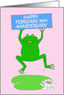 February 29th Leap Year Anniversary Cartoon Frog Leaping card