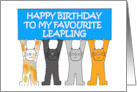 Leap Year February 29th Birthday Cute Cartoon Cats with a Banner card
