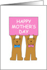 Happy Mother’s Day from Twin Boy and Girl Cartoon Teddies card