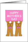Happy Mother’s Day from Twin Girls Cute Cartoon Bears card
