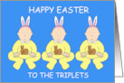 Happy Easter to the Triplets Cartoon Babies Wearing Bunny Ears card