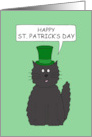 St. Patrick’s Day Cartoon Talking Black Cat Wearing a Green Top Hat card