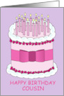 Happy Birthday Cousin Cartoon Cake with Candles card