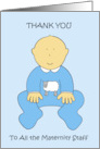 Thank you to Maternity Staff Cute Baby Boy in Blue card