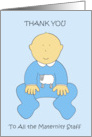 Thank you to Maternity Staff Cute Baby Boy in Blue card