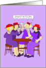 Ladies in Red Hats Invitation Group Drinking Cocktails Cartoon Fun card