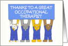 Thanks to a Great Occupational Therapist Cartoon Cats with a Banner card