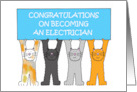 Congratulations on Becoming an Electrician Cartoon Cats card