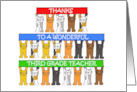 Thanks to 3rd Grade Teacher Cartoon Cats Holding Banners card