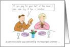 First Date Anniversary Cartoon Humor Couple with a 2 for 1 Voucher card