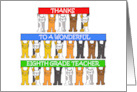 Thanks to Eighth Grade Teacher Cartoon Cats Holding Banners card