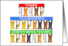 Thanks to Seventh Grade Teacher Cartoon Cats Holding Banners card