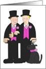Wedding Congratulations to Male Couple Cute Cartoon Grooms with Dog card