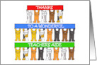 Thanks to Teacher’s Aide Cartoon Cats Holding Up Banners card