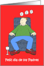 Happy Father’s Day in Spanish Cartoon Dad Sleeping in His Armchair card