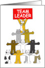 Team Leader Blank Card Cute Cartoon Cats Holding a Banner card