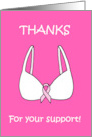 Thanks for Your Support Cartoon Breast Cancer Pink Ribbon Bra card