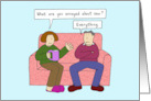 Grouchy Male Relationship Cartoon Couple Humor Blank Inside card