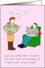 Relationship Humor Cartoon Who Does the Chores Couple card