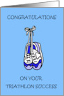 Congratulations on Triathlon Success Cartoon Training Shoes card