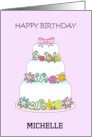 Beautiful Pastel Colored Birthday Cake to Personalize with any Name card