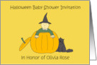 Halloween Baby Shower Invitation Cute Pumpkin and Baby to Customize card