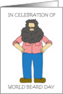 World Beard Day Cartoon Man September card