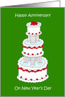 New Year’s Day Wedding Anniversary Stylish Cake card