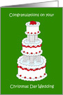 Christmas Day Wedding, December 25th Stylish Cake card