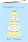 Easter Wedding Congratulations Cute Bunnies on a Decorated Cake card