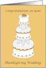 Thanksgiving Wedding Congratulations Stylish Cake Illustration card