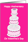 Valentine’s Day Wedding Anniversary Pink and White Cartoon Cake card