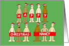 Almost Nude Cartoon Funny Christmas Men to Customize with Any Name card