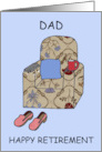 Dad Happy Retirement Cartoon Armchair Remote and Slippers card