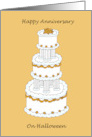 Halloween Wedding Anniversary Stylish Cake Illustration card